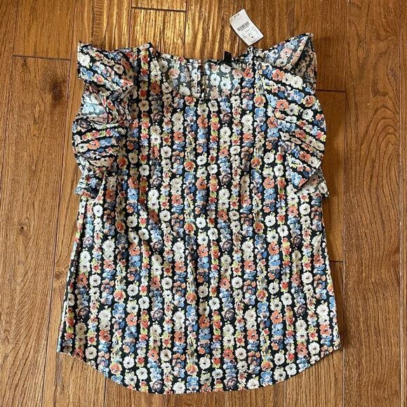 J.Crew Mercantile NWT floral ruffled blouse xs - Picture 4 of 8